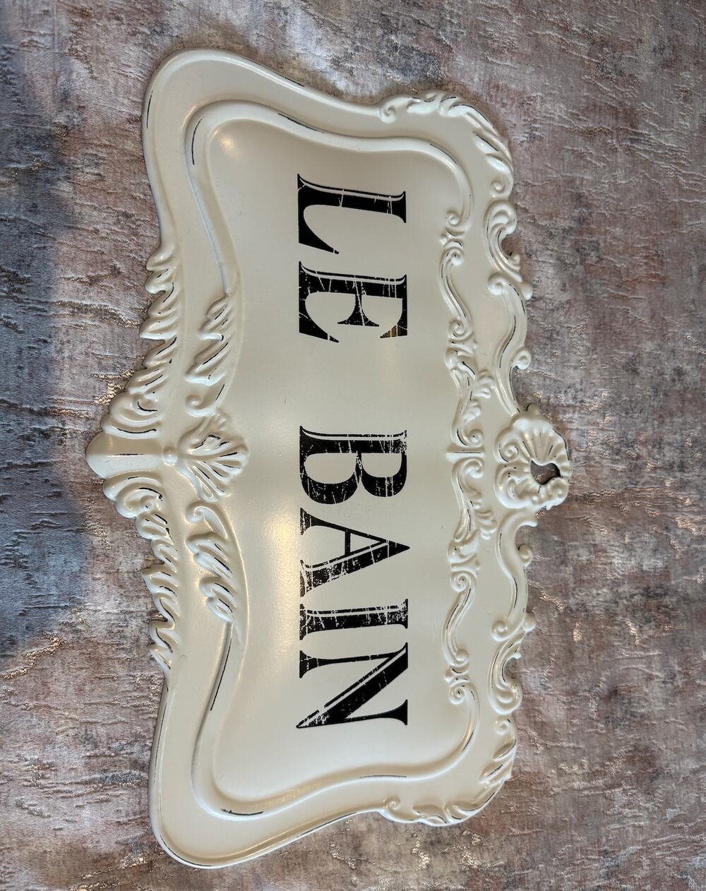 French Country “Le Bain” Bathroom Wall Art Plaque – Shabby Chic Decor